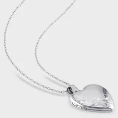Heart Locket Pendant Necklace in Sterling Silver (18")