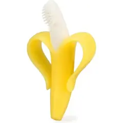 Maison Infant Banana Teether, Self-Soothing Pain Relief Soft Silicone Teething Toy Yellow (2 Pack)
