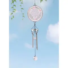Dicksons WCA-1002 On Angels Wings Our Loved One Flies Silver Tone and Floral 14.5 Inch Aluminum Suncatcher Wind Chime Noisemaker