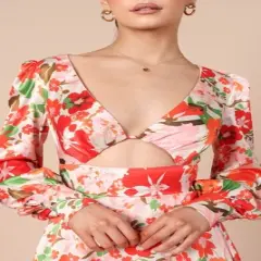 Petal and Pup Womens Tanaya Puff Sleeve Skater Skirt Mini Dress