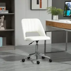 Vinsetto Modern Mid Back Office Chair with Velvet Fabric, Swivel Computer Armless Desk Chair with Hollow Back Design for Home Office