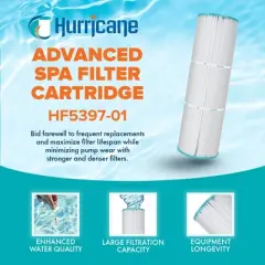 Hurricane Replacement Spa Filter Cartridge for PLB-S-100, Unicel C-5397, Filbur FC-2792, Rainbow, Waterway, and Leisure Bay S2/G2 Spa 100