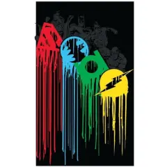 Justice League Logos Paint Dripping Black T-Shirt Toddler Boy to Youth Boy