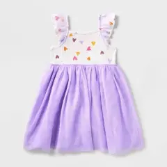 Toddler Girls' Adaptive Flutter Sleeve Tulle Dress - Cat & Jack&trade; Almond Cream