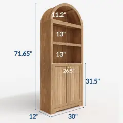 72" Tall Arched Pantry Cabinet with Doors, 5-Tier Kitchen Storage Cabinet with Adjustable Shelves, Wooden Pantry Cabinet