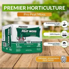 Premier Horticulture Sphagnum Peat Moss for Organic Growing, OMRI Listed, Compressed Bale