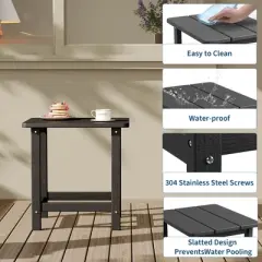 HDPE Adirondack Square Outdoor Side Table,Weather Resistant & Easy Assembly Patio End Tables,Durable Small Patio Table for Beach,Pool, Balcony, Porch