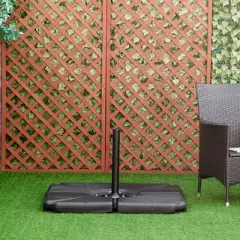 Outsunny 4 Pieces Patio Umbrella Base, Outdoor Cantilever Offset Umbrella Weights w/ U-Locking, 123 lb. Capacity Water or 158 lb. Capacity Sand, Black