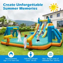 Costway Inflatable Water Slide with 2 Long Slides Pool Climbing Walls Blower Excluded/with 950 W Blower