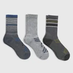 Hanes Premium Men's Mini Striped Peaks Explorer Crew Socks 3pk - Gray 6-12