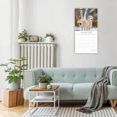 2026 Square Wall Calendar, Golden Retrievers, 16-Month Paw Prints Theme with 180 Reminder Stickers (12x12 In)