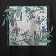 Fuchsia Flower Crew Neck Short Sleeve Women's Black Crop T-shirt