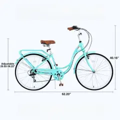 INFURNIC Bicycles 24 Inch Ladies Bicycle with Adjustable Seat, Commute Bicycle Women Ladies, Green, 62.2"*23.62"*40.16"