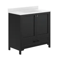 Flash Furniture Haven Bathroom Vanity with Sink, Storage Cabinet with Soft Close Doors and Bottom Drawer, Carrara Marble Finish Countertop