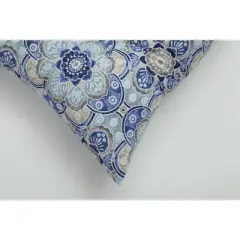 Outdoor/Indoor Tufted Seat Cushions Keyzu Medallion Mariner Blue - Pillow Perfect