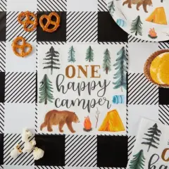 Blue Panda 100 Pack Camping Napkins for 1st Birthday Party Supplies, One Happy Camper (6.5 In)