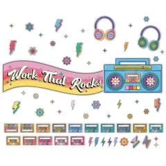 Carson Dellosa Education Happily Ever Elementary Retro Remix Work That Rocks Bulletin Board Set, 79 Pieces