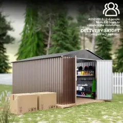 8 x 10 Ft Outdoor Storage Shed, Metal Garden Shed with Updated Frame Structure, Tool Sheds with Lockable Doors,Bike Storage Shed for Backyard Garden