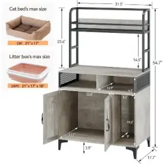 cat Litter Box Enclosure, cat Litter Box, Hidden Litter Box Furniture with Three Storage Layers and Storage Door