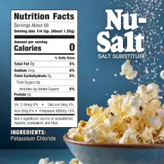 Nu-Salt Sodium-Free Salt Substitute, Contains Potassium Chloride, Table Salt Alternative, Vegan, 3oz Shaker Bottle (Pack of 3)