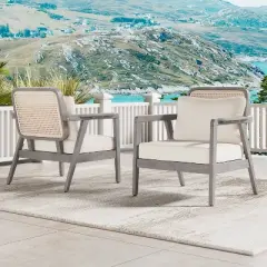 Christopher Knight Home Ursa Outdoor Patio Club Chairs Acacia Wood Gray
