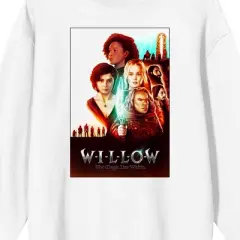 Willow Disney+ character Poster And Logo Crew Neck Long Sleeve Men's White Sweatshirt