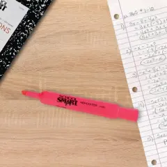 School Smart Tank Style Highlighters, Chisel Tip, Pink, Pack of 12