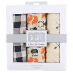 Hudson Baby Infant Boy Cotton Muslin Swaddle Blankets, Forest, One Size