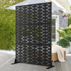 PexFix 72 in. x 47 in. Outdoor Metal Privacy Screen Garden Fence in Bricks Pattern in Black