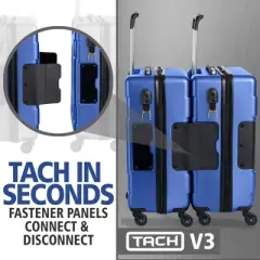 TACH V3 Connectable Hardside Carry On Rolling Suitcase Luggage w/ Spinner Wheels, TSA Approved Lock, 2 USB Charging Ports, and Bottle Clip
