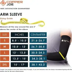 Copper Joe Compression Arm Brace Copper Infused Sleeve for Arms Forearm Bicep Tennis Elbow Basketball Golf Arthritis and Tendonitis