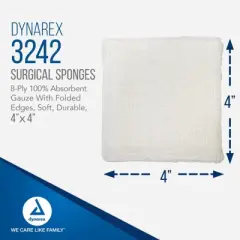 Dynarex 3242 Surgical Gauze Sponge 4 in. x 4 in. 8 Ply (Box of 200)