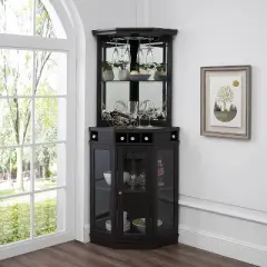 Corner Bar Unit with Glass Doors - Home Source
