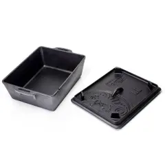 Petromax Loaf Pan with Lid, Large Cast Iron Bakeware Pan with Handles for Campfire or Home Kitchen, Pre-Seasoned, Also Use Lid for Cooking, 5.8 Quart