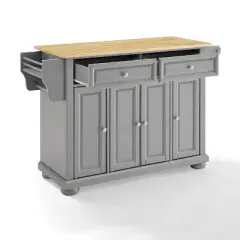 Alexandria Kitchen Island with Wood Top Vintage Gray/Natural - Crosley