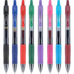 Pilot G2 Premium Retractable Gel Ink Pen Assorted Ink .7mm 8/Set 31128