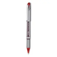 Pentel EnerGel NV Gel Pen, Stick, Medium 0.7 mm, Red Ink, Gray/Black/Red Barrel, Dozen