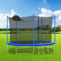Aukfa 14FT Trampoline with Safety Enclosure Net,Outdoor Trampoline,UV-Resistant Jump Mat ,for Kids and Adults Backyard Fun