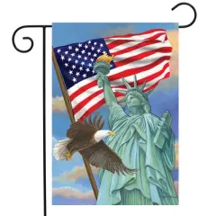 Briarwood Lane Symbols of Freedom Patriotic Garden Flag Statue of Liberty Eagle 18" x 12.5"