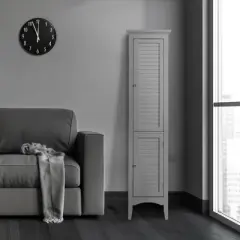 Teamson Home Glancy Wooden Linen Tower Cabinet with Storage, Gray