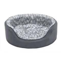 FurHaven Two-Tone Faux Fur & Suede Oval Pet Bed for Dogs & Cats