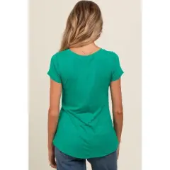 PinkBlush Green Basic V-Neck Short Sleeve Maternity Top