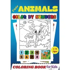 Cute Animals COLOR BY NUMBERS Coloring Book for Kids Ages 4-8 - by  Penelope Moore (Paperback)