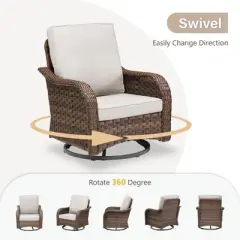 Buenhomino Outdoor Patio Wicker Swivel Chairs - Set of 4 Outside Rattan Rocker Glider Chair Rocking Armchairs for Front Porch Balcony Backyard Deck