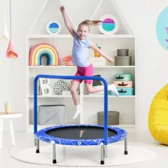Infans 36" Kids Trampoline Rebounder W/Full Covered Handrail & Pad Indoor Outdoor Blue