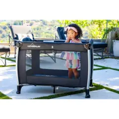 Coverplay Play Yard With Changing Table/Bassinet - Black