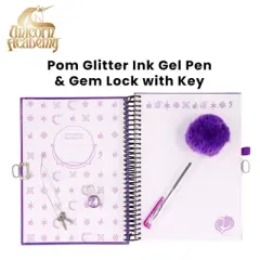 Inkology, LLC Unicorn Academy Spiral Notebook With Lock, Gel Pen and Stickers | 6 x 8 Inches