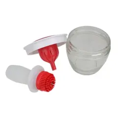 Northlight 6" Red and White Silicone Basting Brush and Bowl Set