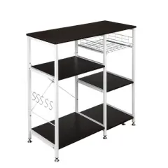 Chery Life 35.5" Kitchen Baker's Rack, 3-Tier Utility Storage Shelf, Black & White
