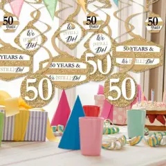 Big Dot of Happiness We Still Do - 50th Wedding Anniversary - Anniversary Party Hanging Decor - Party Decoration Swirls - Set of 40